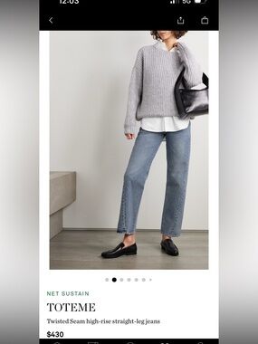 Toteme Jeans Womens 27 x 32 Denim Blue Twisted Seam High-rise Straight-leg Jeans